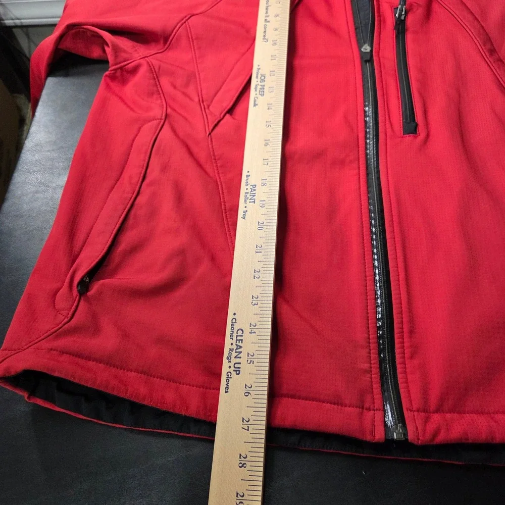 Obermeyer Softshell Jacket Mens XL Red Fleece Lined 57238 Hiking Coat